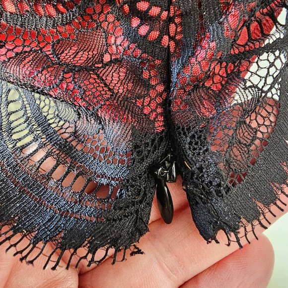 Moda International Top Lace Bustier Cami Spaghetti Strap Lace Red Women's Large - Picture 6 of 11